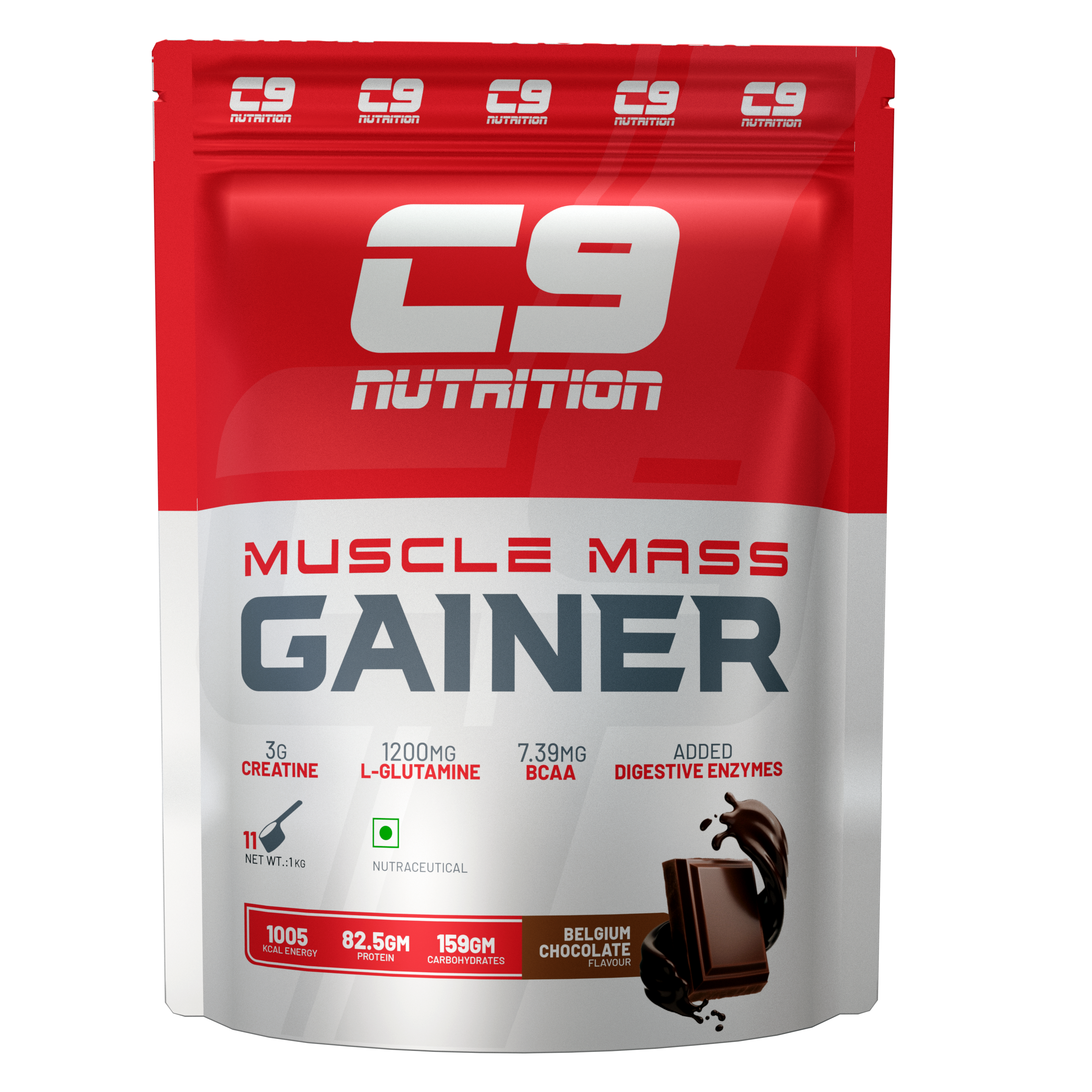 Muscle Mass Gainer | 82.5g Protein | 1005 Kcal | 159g Carbs | 1kg & 3kg - Mass Gainer