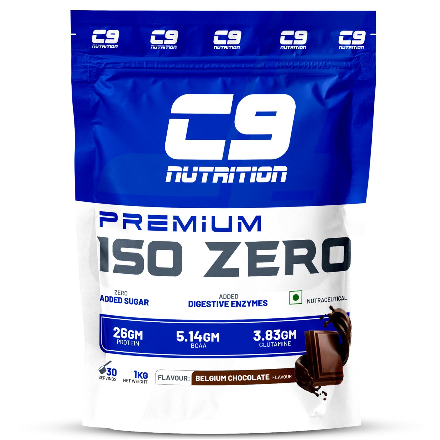 C9 Nutrition ISO ZERO Whey Isolate 26g Protein | Vegetarian | 5.14g BCAA | 3.83g Glutamine | Gluten-Free & Lab Tested - Whey Isolate Protein