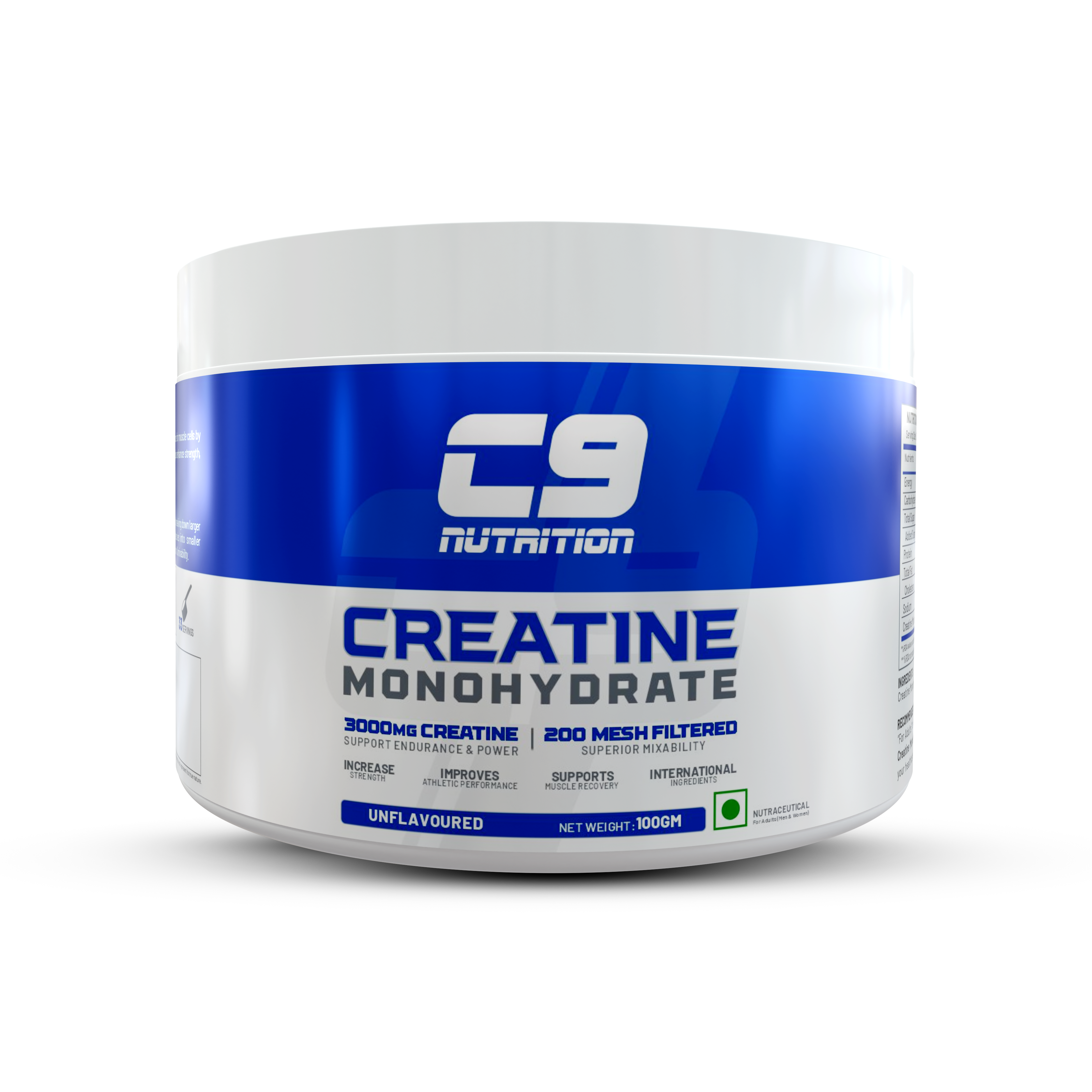 C9 Nutrition Pure Micronized Creatine Monohydrate | Increased Muscle Mass | Gluten-Free | GMP Certified | Heavy Metal Tested - Creatine